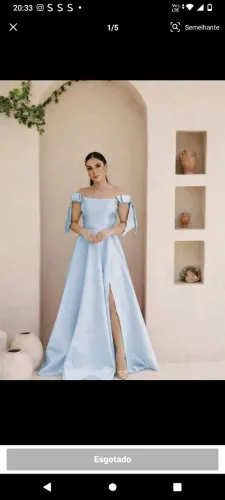 vestido longo azul serenity, tamanho P
