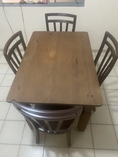 Mesa de Jantar Madeira 120x80 + 4 Cadeiras Estofadas