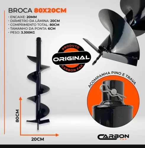 Aluguel de perfurador de solo com broca de 20cm e 30cm