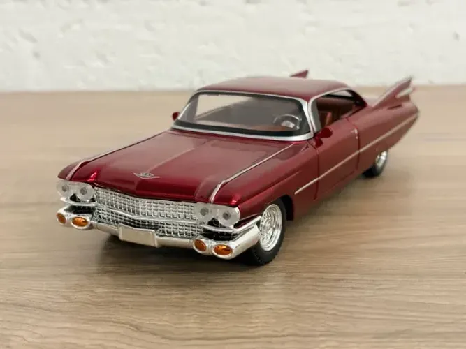 Miniatura Cadillac Coupe DeVille 1959 Vermelho 1:24 som e luz