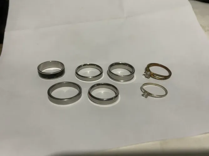 Conjunto anéis e alianças 7 peças