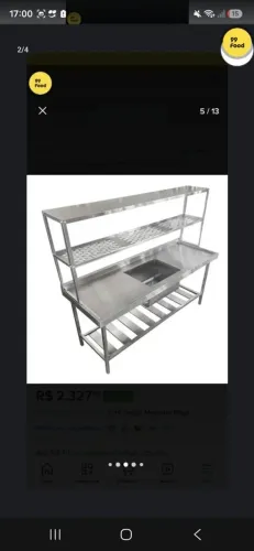 Pia para cozinha industrial ou de pequeno porte.