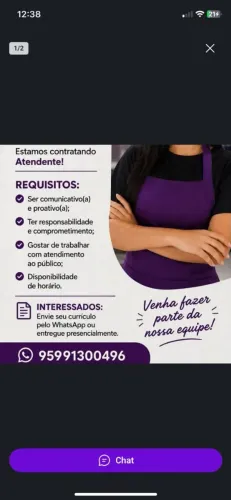 Vaga para atendente