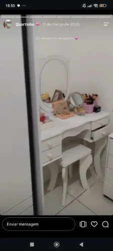 Penteadeira princesa 4 gavetas com espelho