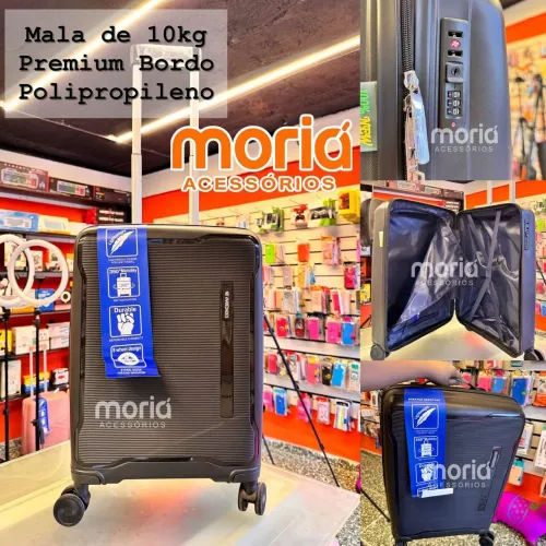 Mala 10kg Polipropileno Premium Nova Rodinha 360° graus Cadeado cor preta