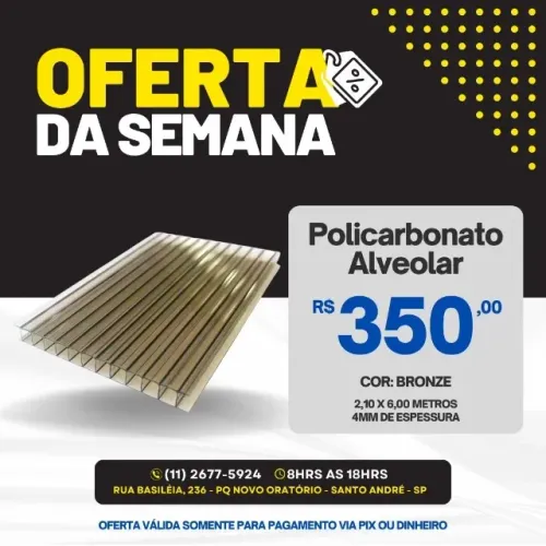 Chapa de Policarbonato Alveolar Bronze 4mm 2,10x6,00