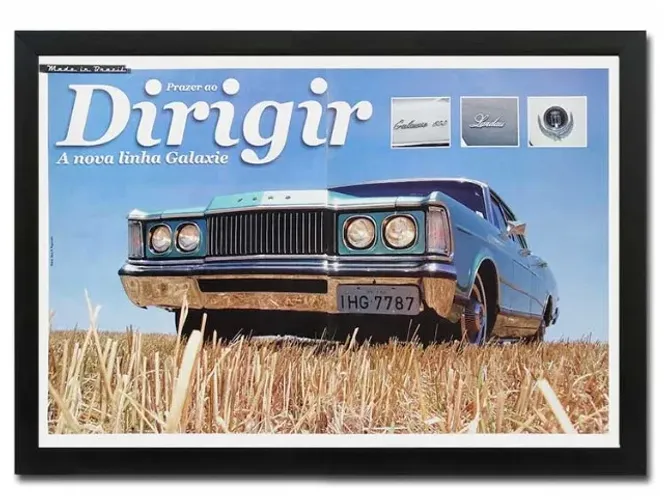 Ford Galaxie LTD - Quadro decorativo com matéria original de revista