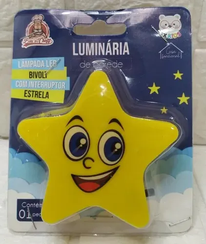Luminaria Abaju Estrela  Parede Tomada Biv Up6265 8cm - Amarelo