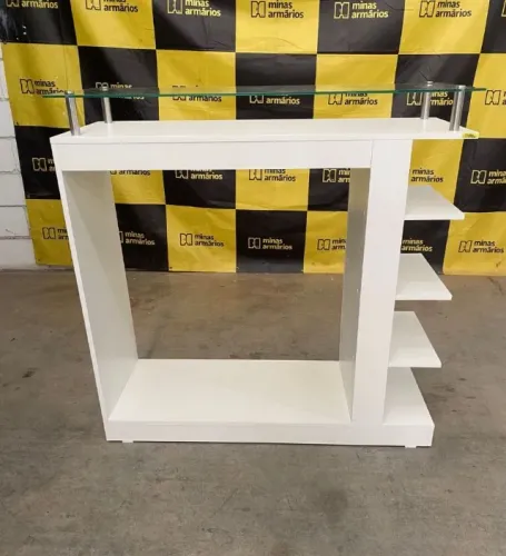 Ilha Central com Vidro Flutuante (Cabideiro e prateleiras laterais) - 110x110x40