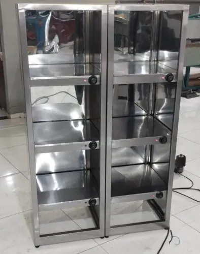 Estantes inox com pista quente para hamburgueria, delivery