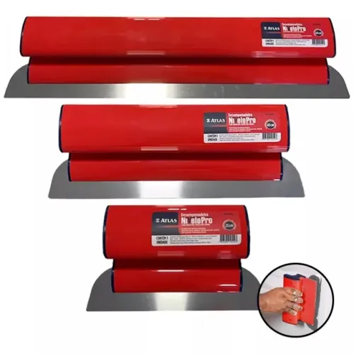 Kit 3 Desempenadeiras de Inox para Massa Corrida 25cm 40cm e 60cm Berox Atlas Nivelopro