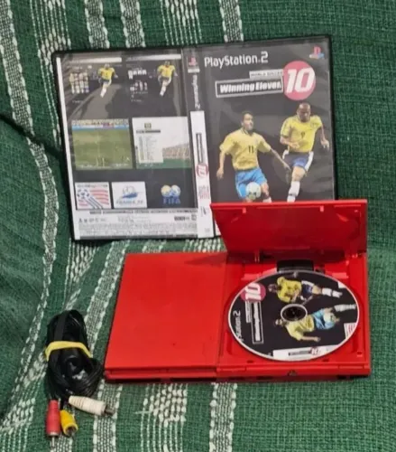 PS2 SLIM EDIÇÃO ESPECIAL COLECIONADOR COR VERMELHO DSBLOQUEADO CONTROLE JOGO LASE FUNCIONA