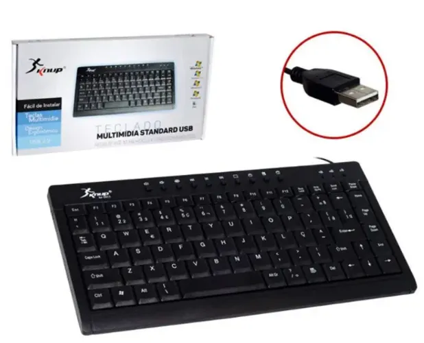 Mini Teclado Multimídia Usb Abnt2 Preto Knup KP2013