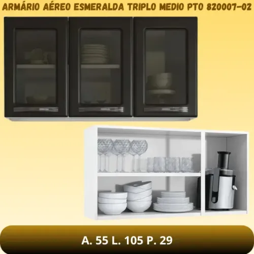 ARMARIO ESMERALDA TRIPLO MEDIO 3P CV PRETO - R$ 600