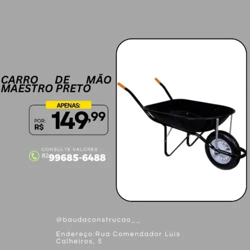  CARRO DE MÃO MAESTRO PRETO