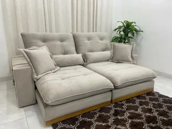 Sofá Retrátil Reclinável 2.50m Toronto Veludo Molas Ensacadas- Entrega Rápida