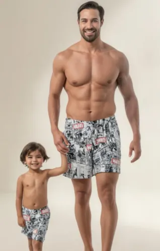 Conjunto pai e filho Marvel - Shorts Tal Pai Tal Filho 