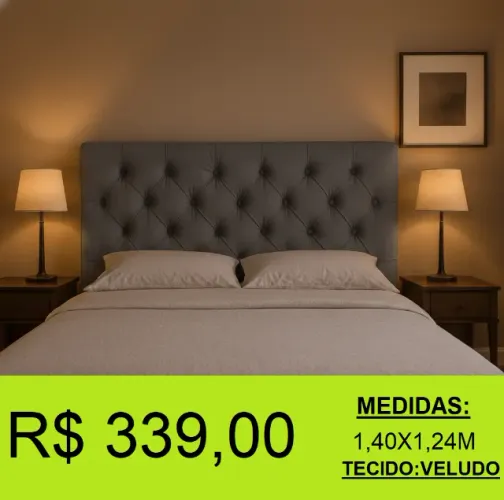 Cabeceira casal novidade - tecido cinza lindo!