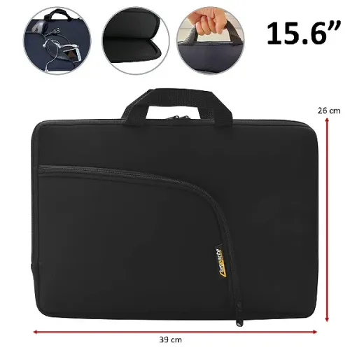 Capa Case Maleta para Notebook até 15.6" com Bolso, Preto - Compacto Capas