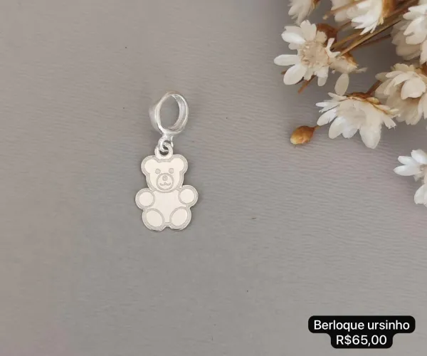 Berloque Ursinho Prata 925 legítima 