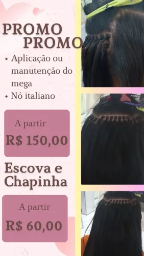 Manutenção de mega hair e escova 