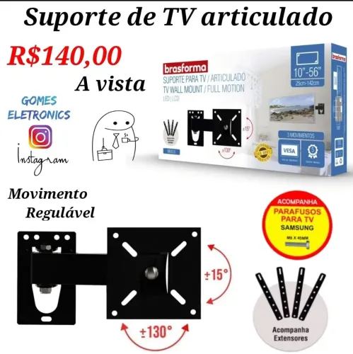 Suporte de TV Articulado Brasforma - R$140,00