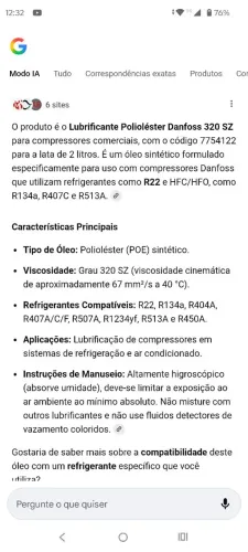 Óleo Danfoss original 320sz 5 litros