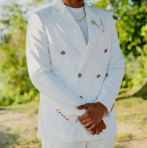 Terno e calça off White Noivo