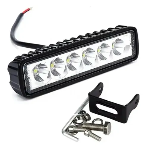 Farol Barra Led Slim Milha 12/24v 18w 6000k Universal 6 Leds