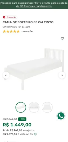 CAMA DE SOLTEIRO BRANCA Tok&Stok