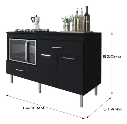 Balcão p/ Cooktop 5 Bocas 1,40m Largura OLX - Entrega e Monta na Hora