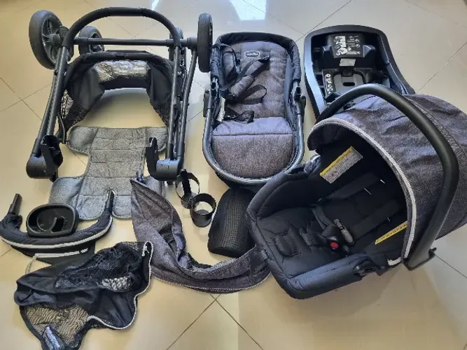 Carrinho de bebê 3 em 1 Travel System Pivot Vizor da Evenflo