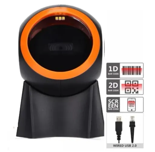 Leitor De Código De Barras 1d 2d Qr Code Scanner De Mesa Preto (Usado)