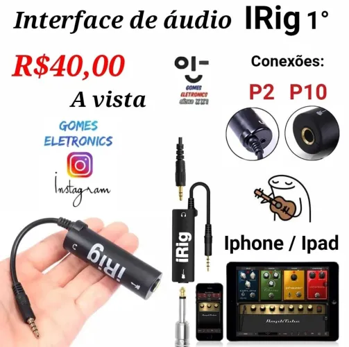 Interface de Áudio iRig 1° para Guitarra Violão Som R$40,00