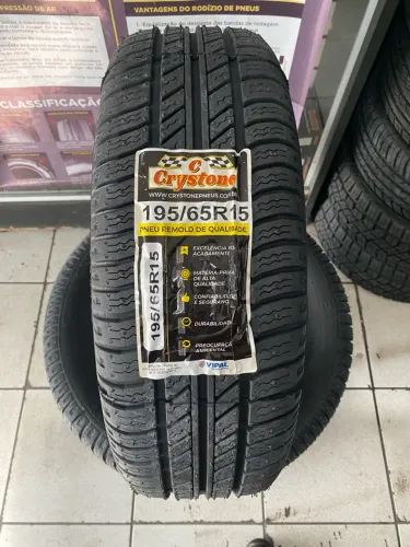 Pneu Crystone 195/65/R15 Remold de qualidade (instalação grátis)
