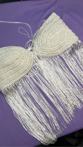 Top Cropped de Crochê com Franjas - Sob Medida 