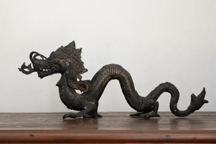 Estátua de dragão japonesa de bronze grande vintage metalurgia estatueta escultura