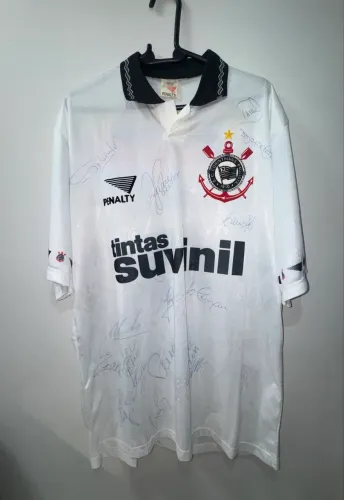 Camisa de jogo Corinthians 1995 Viola Penalty Suvinil autografada