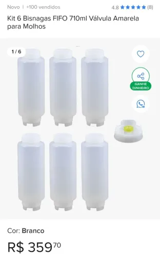 Kit 5 bisnagas fito 710 ml  0 valvula amarelo Subway 