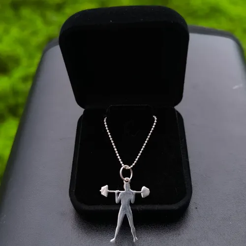 Colar de prata com pingente de atleta, prata 925k