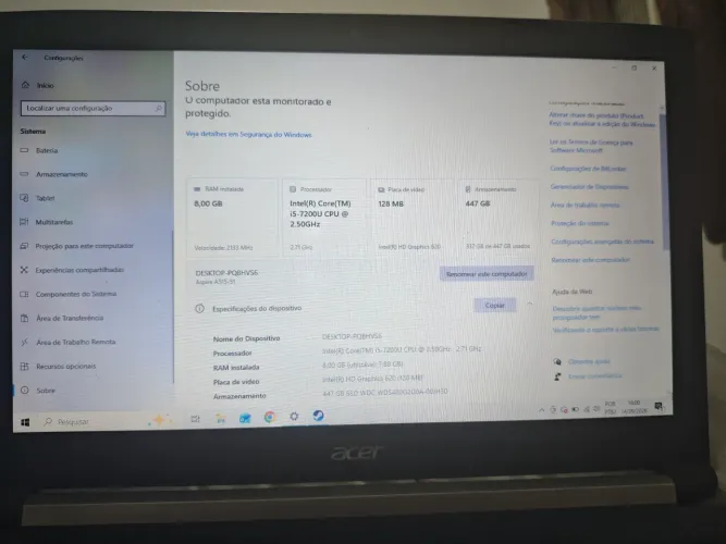 Notebook i5 de 7 geração