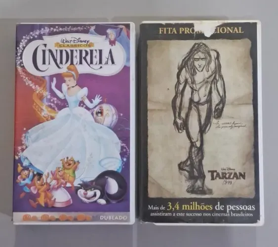 VHS Disney Cinderela + Fita Promocional Tarzan