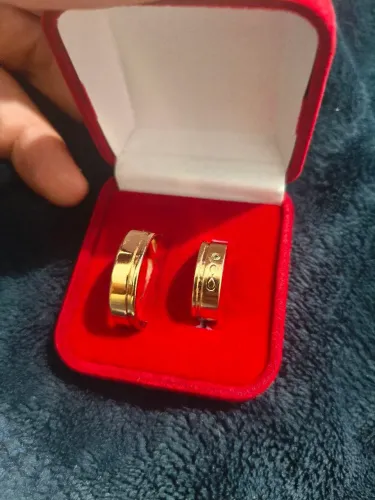 Par de alianças Rommanel banhada em ouro