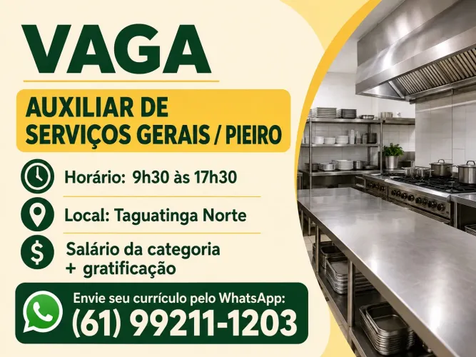 Vaga para pieiro/ serviços gerais