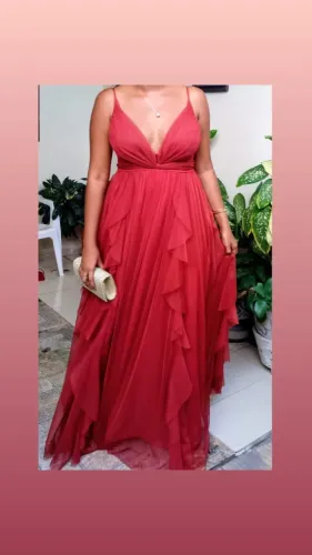 Vestido de festa longo - Cor Terracota/M - Usado 1 única vez
