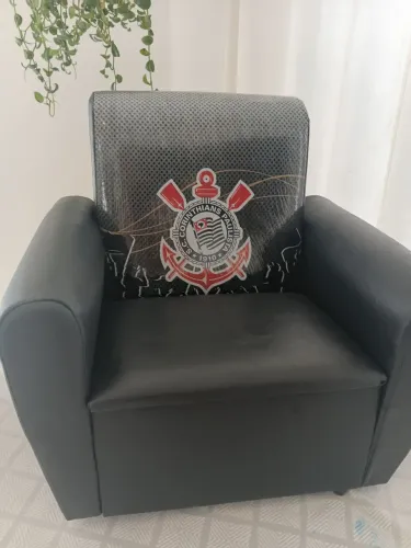 Poltrona Baú infantil, banqueta infantil, madeira , courino Corinthians 