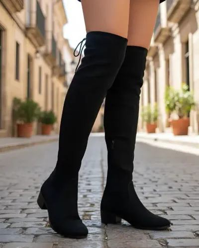 Bota cano alto amarração 