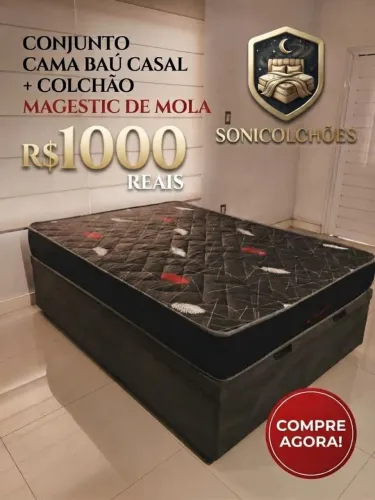 Vendo conjunto cama box e colchão de mola