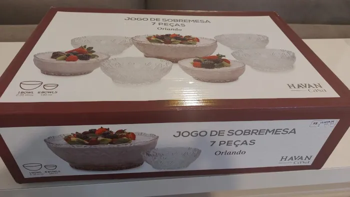 Kit sobremesa VIDRO 7 peças NOVO