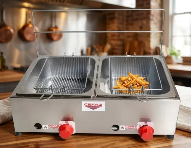 Fritadeira a gás duas cubas 10 litros, fritador